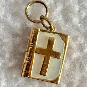 14K Gold & Mother of Pearl Lord's Prayer Charm
